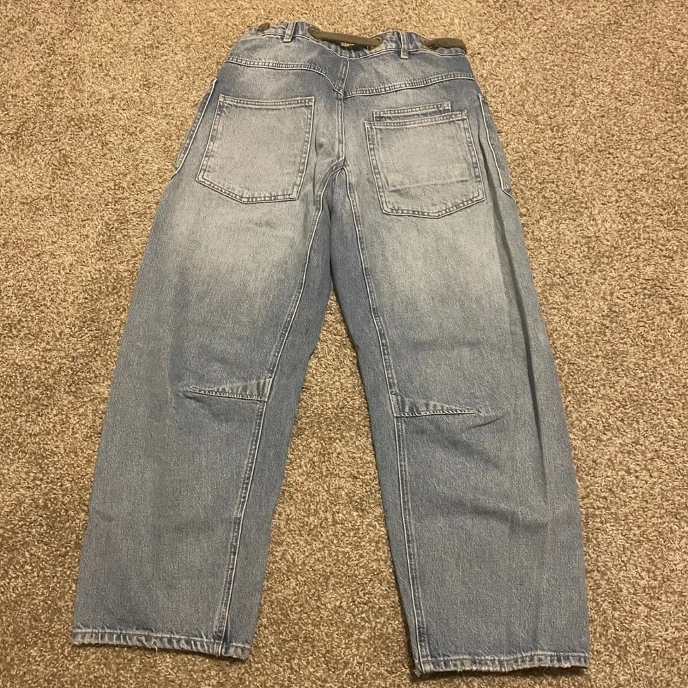 We the Free Moxie Low Slung Barrel jeans 27 boho casual truest blue button fly - Picture 6 of 8